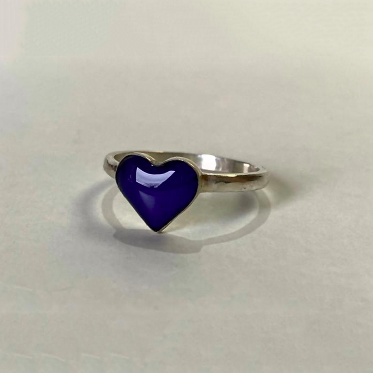 Handmade Heart Shaped Mood Ring In Sterling Silver