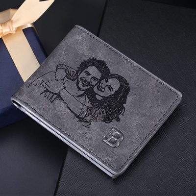 Personalized Photo Leather Billfold Wallet